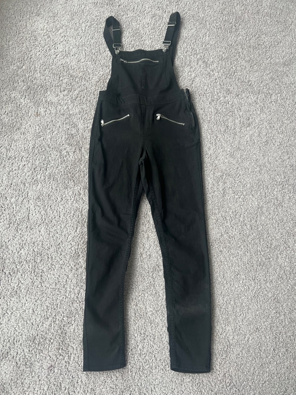 H&M Black Zipper-Detail Denim Overalls Jumpsuit